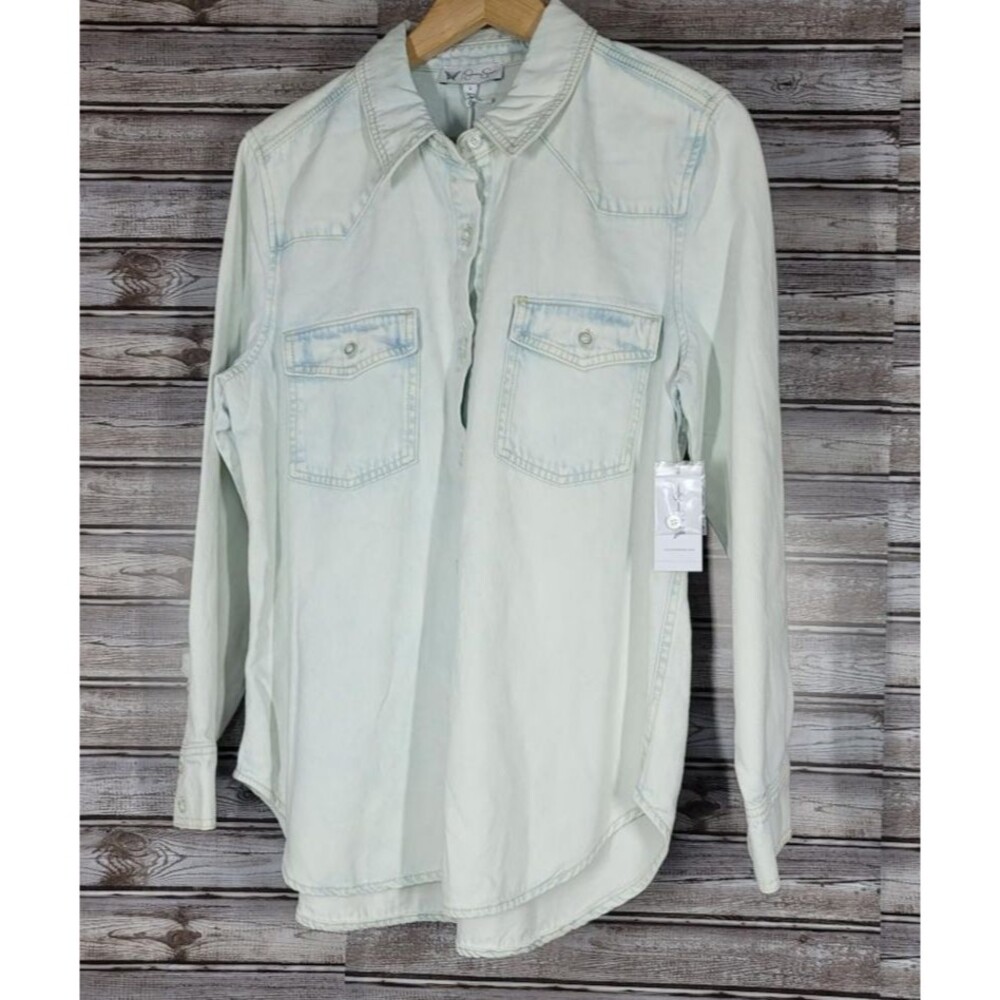 Jessica Simpson Women’s Relaxed Denim Long Sleeve Shirt Size Large NWT